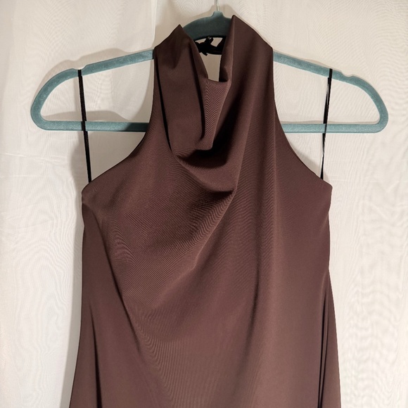 ZARA Drop Waist Halter Combination Brown Dress - Picture 7 of 11